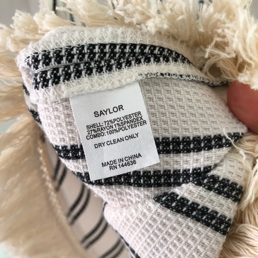 SAYLOR Cream and Black Striped Tassel-Trim Dress - Picture 4 of 11